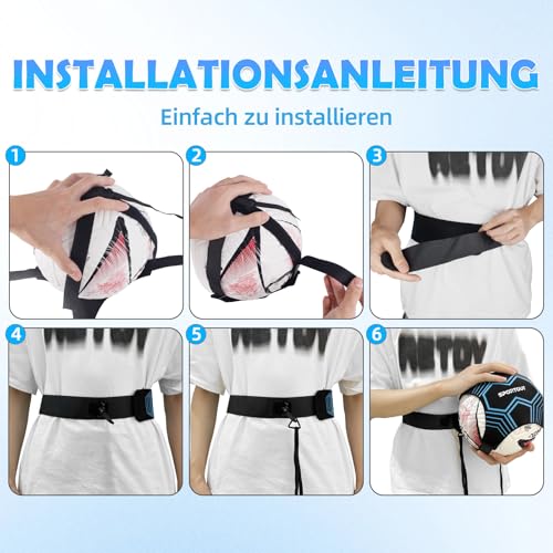 Sportout Fußball/Volleyball/Rugby Kick Throw Trainer Solo Fussball Trainingszubehör Kinder Fußball Training Verstellbar Fussball Geschenk Jungen (Blau)