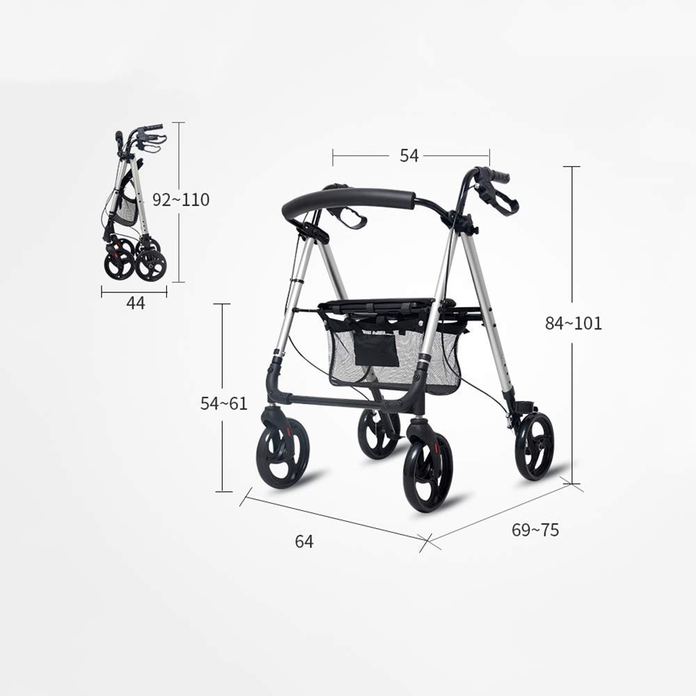 Deambulatore, deambulatore Elettrico in Alluminio Leggero per Sedia a rotelle, deambulatore Regolabile con Sedile per pazienti Anziani, disabili e a Mobilità Limitata kxtmm