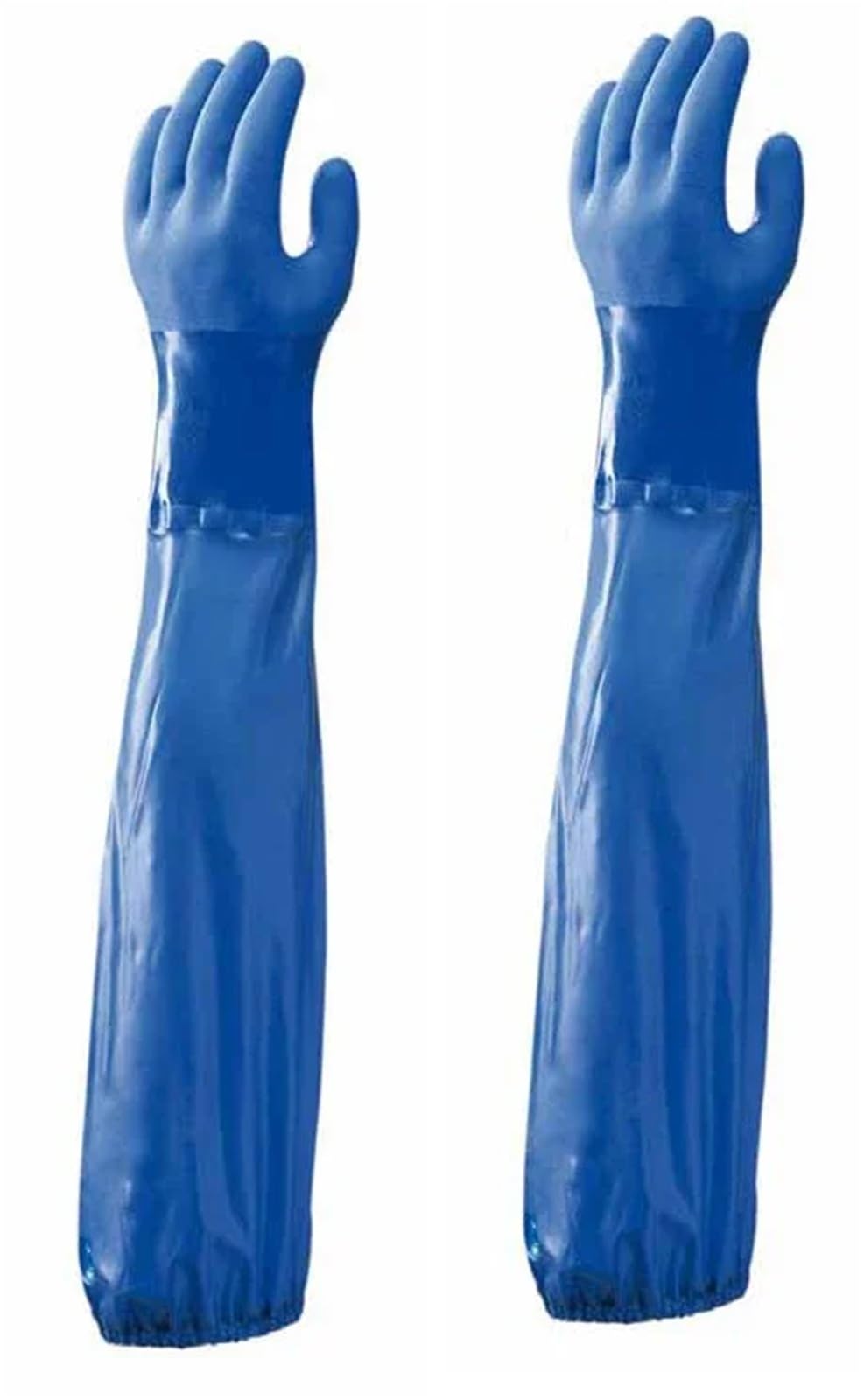 Generico Guanti da lavoro in PVC con polsino lungo 65 cm - Resistenti agli agenti chimici, impermeabili all'olio e all'acqua, base antiacida for uso domestico e pesca(XL)
