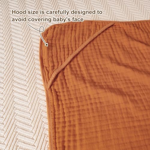 Image of david's kids 2 Pack Hooded Baby Towels, 100% Muslin Cotton 6-Layer Ultra Soft Breathable Absorbent Baby Bath Towels for Infant and Toddler, Newborn Essentials, Large 32x32Inch, Beige & Brown