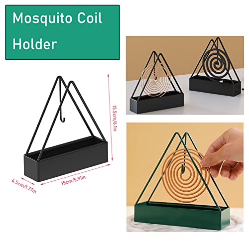 Nentment ZQ-357 2 Pack Coil Incense Burner Mosquito Coils Holder Full Metal Triangular Hanging Coil Tray Ash Catcher Storage Bracket Coil Vertical Stand Support Base thumb #1