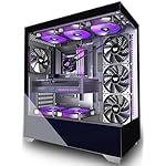 KEDIERS PC CASE ATX 4 Fans Pre-Installed, Type-C Mid Tower Computer Case with Full-View Dual Tempered Glass, Gaming PC Case,Black,P4