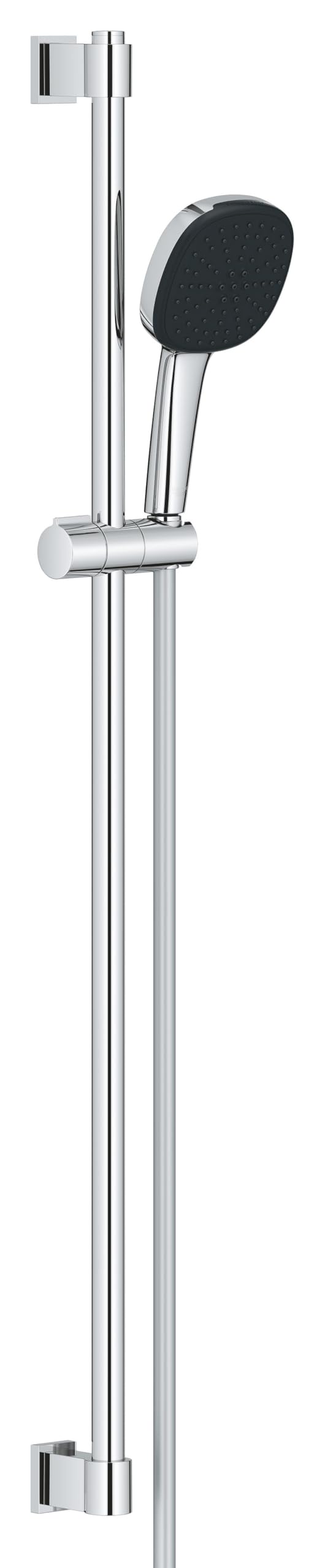 GROHE Vitalio 110 – Conjunto de ducha 14l/min (Barra 90cm, Teleducha 2 chorros, Flexo 1,75m, montaje para pegar o taladrar, sin pegamento), Cuadrado, Cromo, 26931001