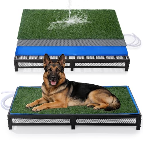HOMBYS Grass Potty for Dogs with Drain Artificial Grass Pet Litter Box Tray for Medium & Larhe Dog Puppy Porch Toilet for Patio Indoor & Outdoor Use(47 L x 23 W x 6 H)
