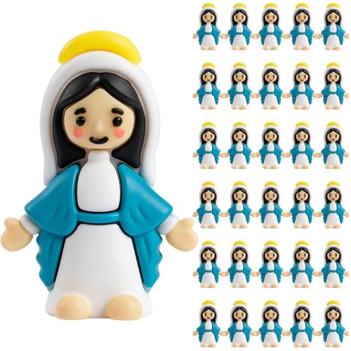 HYLEBOR 30 PCS Mini Virgin Mary Figurines Small Religious Statues for Easter Egg Fillers Baptism Gifts Sunday School Holiday Collectibles
