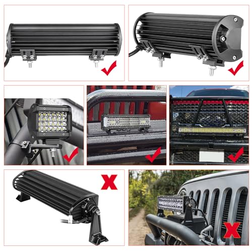 Image of LED Light Bar Base Mounting Brackets 2PCS Offroad Pod Light Mount | Adjustable Bottom Mount Bracket Kits for LED Driving Pod Lights Cubes Off Road Work Light Bar Fog Lights