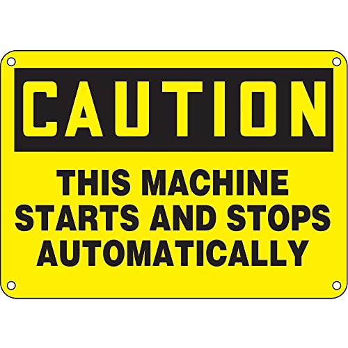 Panneau Caution This Machine Starts anti-usure Accuform pour sécuriser les automates