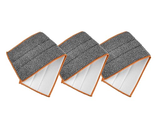 Image of Superio Microfiber Mop Pads Refill, Replacement Head with Velcro, 16 Inch for Flat, Spray Mop Set - 3 Pack - Grey