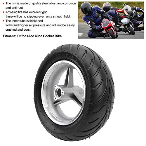 Banden vervangen, Pocket Bike Banden Wiel Banden Velgen Eenvoudige installatie Betrouwbare rubberen binnenband voor Mini Pocket Bike voor directe vervanging(Voorwiel) - Image 4
