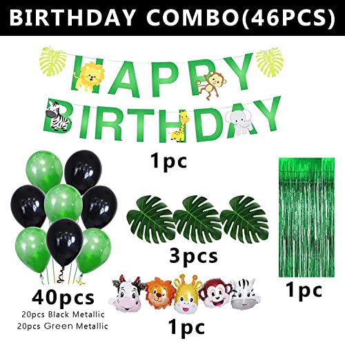 Image of Party Propz Jungle Theme Party Decoration Combo Balloon,Bunting, Character Foil Balloon 46Pcs For Kids, Boys Animal Theme Birthday Party Decorations, Animal Balloons, Birthday Theme,Theme Decoration