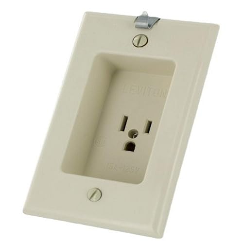 Leviton Receptáculo individual empotrable de 2 polos y 3 cables 15A-125V NEMA 5-15R, de grado residencial con gancho para colgar reloj, 688-T,
