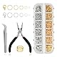 GlasFlength Biegeringe für Schmuckherstellung, 1443 Stück Golden Silber Biegeringe Verschlüsse Metall Offene Ringe mit Schmuckzange Pinzette Biegeringe Öffner für DIY Armbänder Halsketten Handwerk