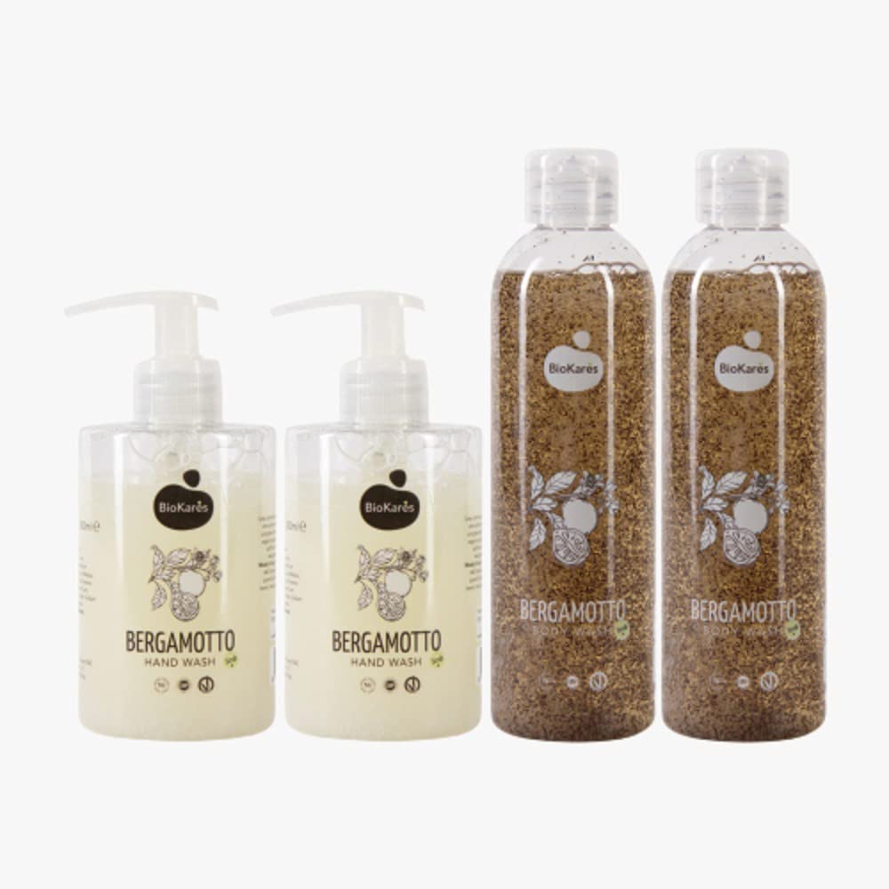 BioKares - Vegan Scrub Body & Hand pack: Scrub 2x350ml + Sapone mani 2x300ml