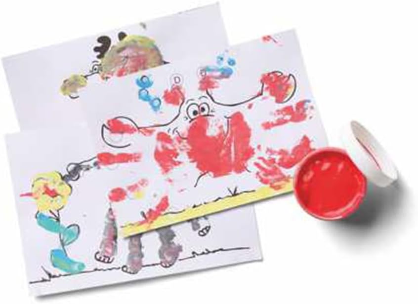Kreul Mucki 29101 Finger Paint Game Box We Paint with Hands and Fingers Learning and Play Set 5 x 50 ml Finger Paint 2 Small Tins Wiggle Eyes Wooden Sticks and 10 Colouring Pages