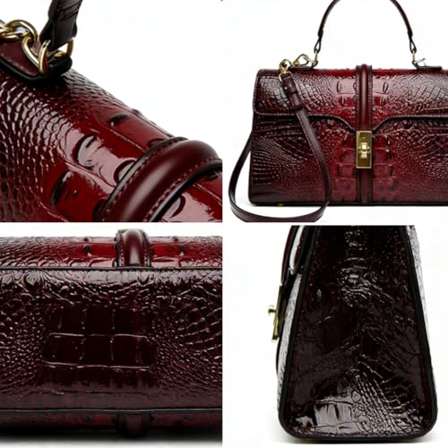 Bolso Satchel de Cuero Sintético Patentado para Mujer miniatura 5