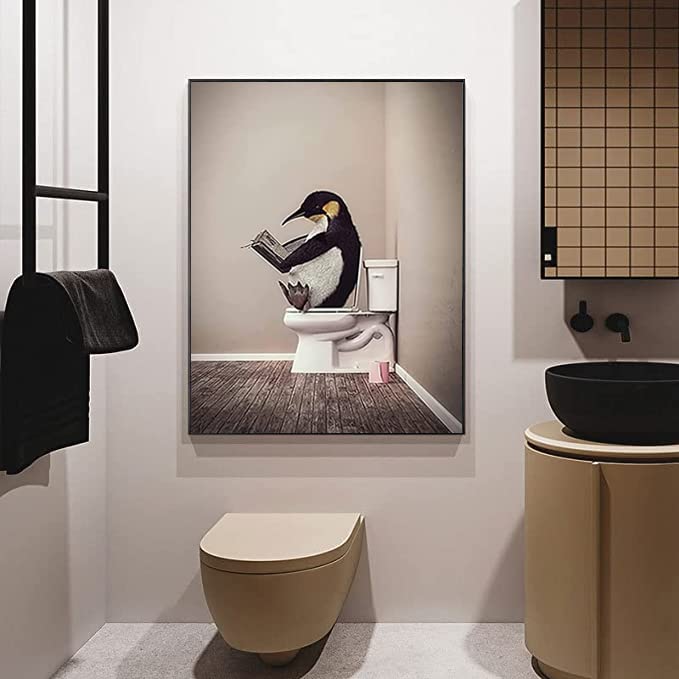 LPFNSF Bathroom Animal Pictures: Giraffe, Elephant in Bathtub, Funny Wall Art Prints, Canvas Poster Without Frame, Style 2 - Image 4