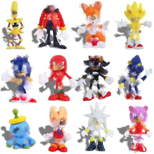 12 Pcs Hedgehog Cake Toppers Hedgehog Figures Party Decorations Kid Birthday Cake Decorations