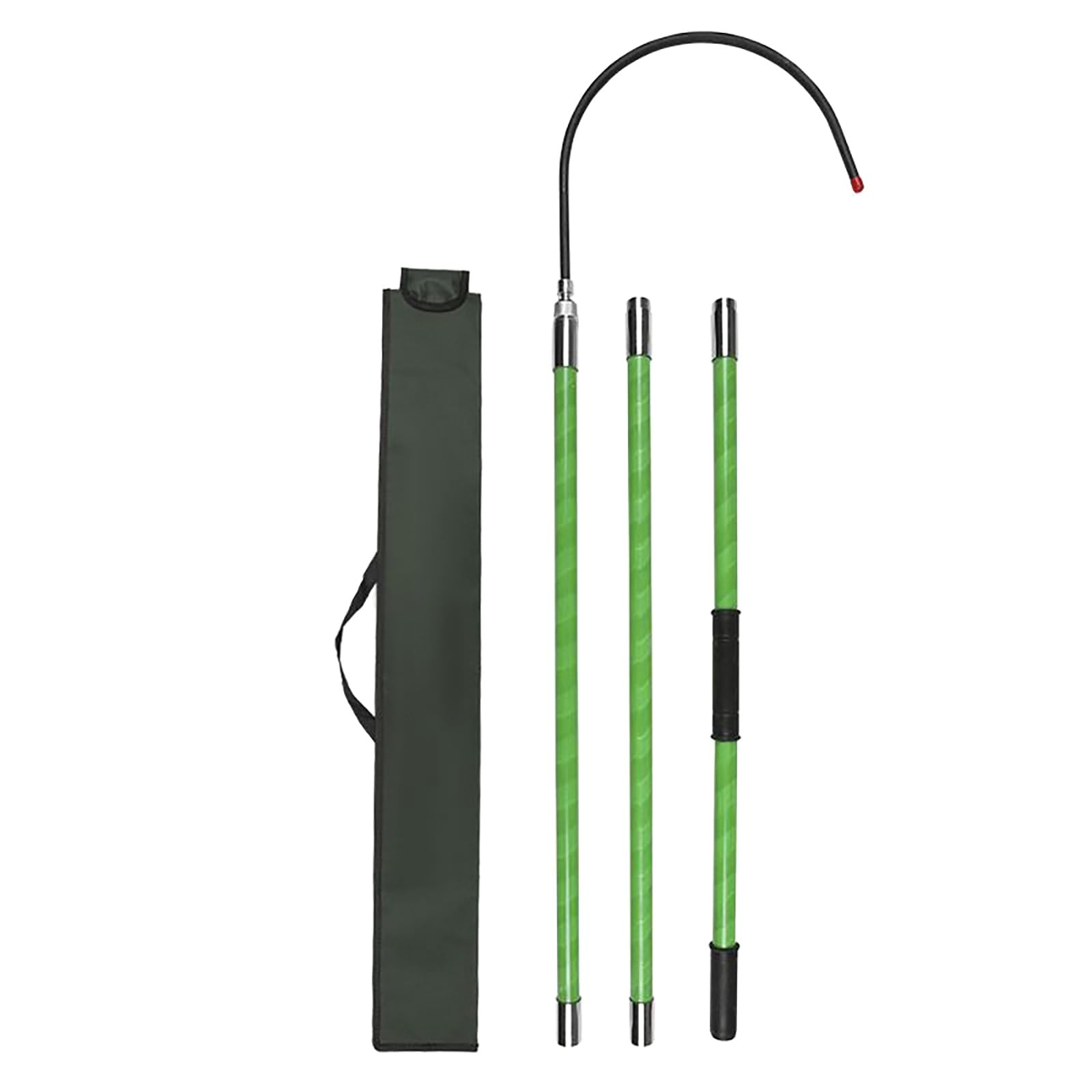 MSHGSKU High Voltage Insulated Rescue Hook Pole - 3m/9.8ft Epoxy Insulated Emergency Rescue Tool with Storage Bag for Electricians & Power Stations (Green)