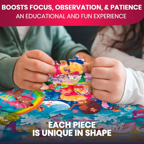 QUOKKA 100 Piece Puzzles for Kids Ages 4-6 – 4 Jigsaw Puzzles for Kids Ages 6-8 – Search and Find Unicorn Princess Mermaid Toys for Children 8-10 Year Old – Educational Game Gift for Boys and Girls - Image 6