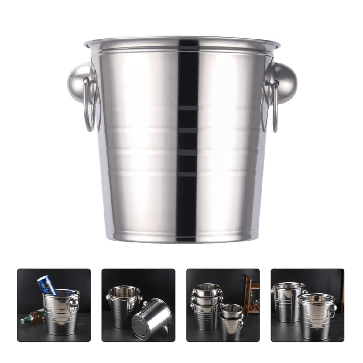 Yardwe Cubo de Hielo para Bebidas de Acero Inoxidable Asa, Plata
