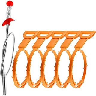 Omont Drain Clog Remover Tool, 6 Pack Drain Hair Clog Remover Tool, Sink Drain Clog Remover, 24 Inch Drain Cleaner Tool for Sink, Tube Drain Cleaning (Orange)