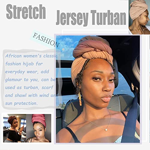 ZRQ 1 Pieces Camel Stretch Hijab Extra Long Solid Color African Shawl Hair Scarfs Jersey Turban Fashion Head Scarf Soft Head Wraps for Black Women4