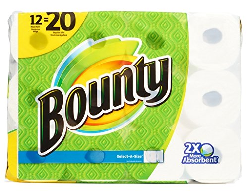 Bounty Select-a-Size Mega Roll Paper Towels, 92 sheets, 12 Count (Pack of 1)