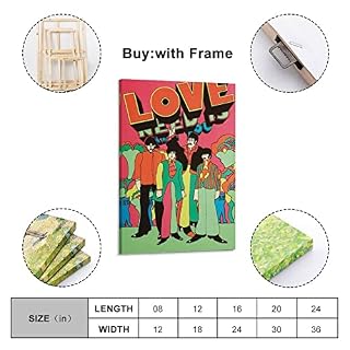 JABURU Poster décoratif sur toile pour chambre à coucher Motif groupe Beatles 50 x 75 cm - Les Beatles, Paul McCartney, John Lennon, RIngo Starr, George Harrison JABURU Poster décoratif sur toile pour chambre à coucher Motif groupe Beatles 50 x 75 cm – Image 2
