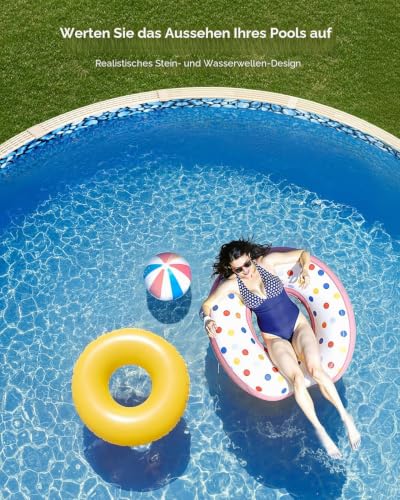 VEVOR Runde Poolfolie, φ 549x147 cm, Innenfolie, Ersatzfolie, Innenhülle, Schwimmbadfolie, Folie aus Vinyl im Überlappungsstil mit Standardstärke, für Aufstellpools mit 137 cm Wandhöhe