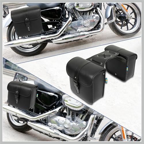 Par de alforjas laterales universales para motocicleta, bolsas de herramientas con cierres de liberación rápida, color negro, 10,24" x 4,33" x 9,45" miniatura 2