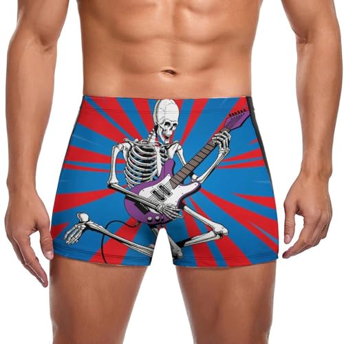 Short de bain homme rock au motif de squelette pour la plage et piscine