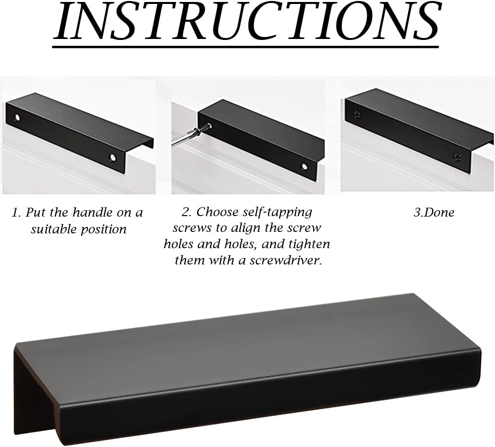 NA NA Furniture Handles Aluminium Alloy Kitchen Handles 8 cm Hidden Cabinet Handles Door Handles Drawer Handles Black Drawer Handles Cupboard Handles Patio Door Handles Strips Pack of 10 - Image 4