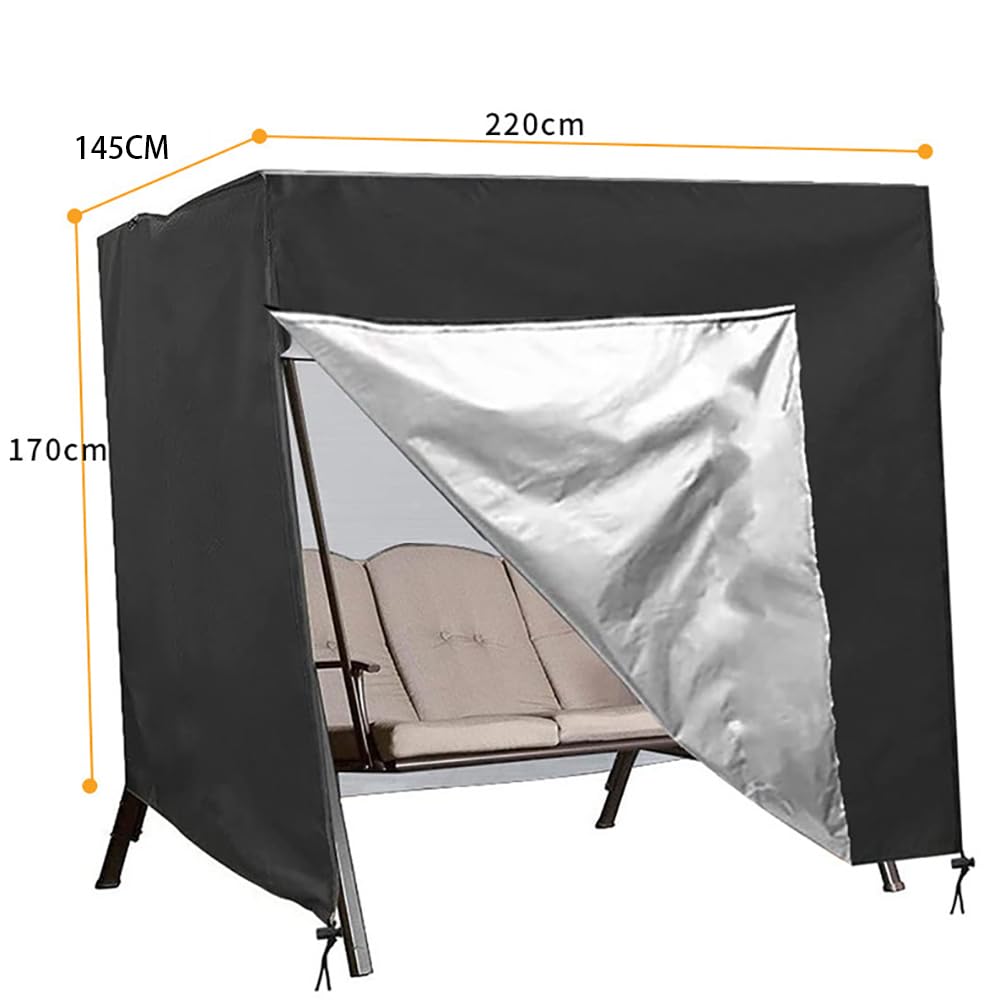 Copertura Dondolo 3 Posti,Copertura Dondolo,Copri Dondolo 3 Posti Impermeabile,220x145x170 cm,Antivento,Resistente,Rivestimento di Protezione Solare All'Interno,Adatto per Altalene da Esterno