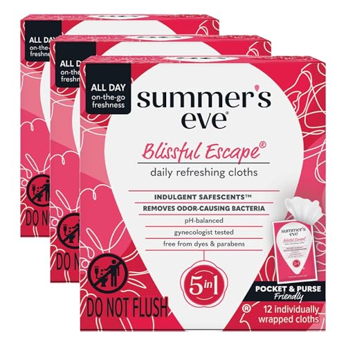 Image of Summer's Eve Blissful Escape Daily Refreshing Feminine Wipes, Removes Odor, pH Balanced, 12 Count, 3 Pack