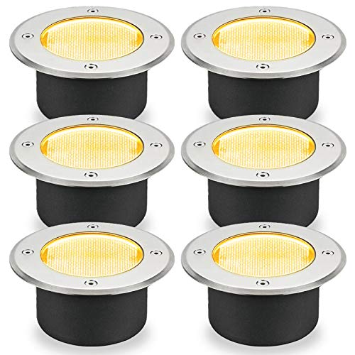 埋込み式 LED ガーデンライト ソーラー発電 電源不要 屋外用 防水 ESL-01/ESL-02 (6個セット, オレンジ(電球色))