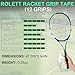 Rolett 12 Pack Tennis Racket Grip Tape, Precut Anti Slip Tennis Grip Tape, Absorbent and Dry Feel Tennis/Pickleball/Badminton Grips Overgrip Tape, Highly Comfortable Overgrip Tennis Racket Tape