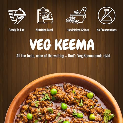 Image of Indidoz Ready to Eat Veg Keema | High Protein Plant Based Mince in Spiced Gravy | Delicious Vegan Alternative to Meat | Authentic Indian Meal | Heat & Eat | No Preservatives | 300g