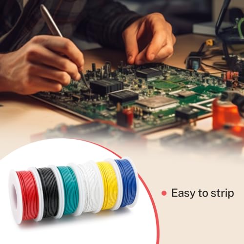 Image of FIRMERST 24 Gauge Solid Core Tinned Copper Hook up Wire Kit - 6 x 40 Feet