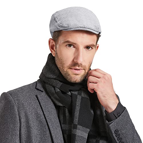 American Trends Newsboy Hat Men's Flat Caps Newsboy Winter Beret For Men Scally Cap Cabbie Hunting Cap Light Grey #TOP4