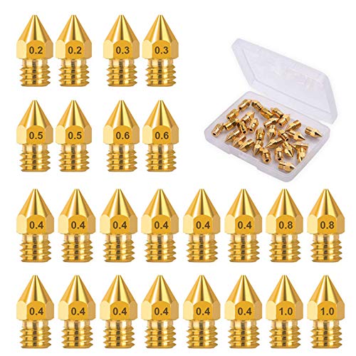 24-teiliger 3D Drucker Düse 0,4 mm 0,2 mm 0,3 mm 0,5 mm 0,6 mm 0,8 mm 1,0 mm mit Aufbewahrungsbox für 3D-Drucker Cover