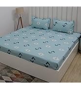 RD TREND Glace Cotton Printed Fitted All Round Elastic Double Bedsheet with 2 Pillow Covers | 210...