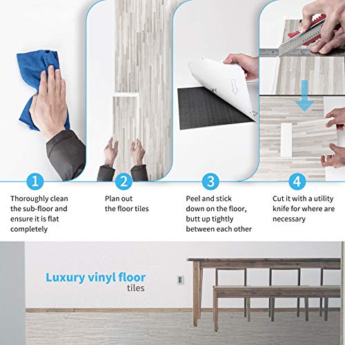 Art3D Peel And Stick Floor Tile Vinyl Wood Plank 12-Pack 18 Sq.ft, Dusty Grey, Rigid Surface Hard Core Easy Diy Self-Adhesive Flooring #TOP7
