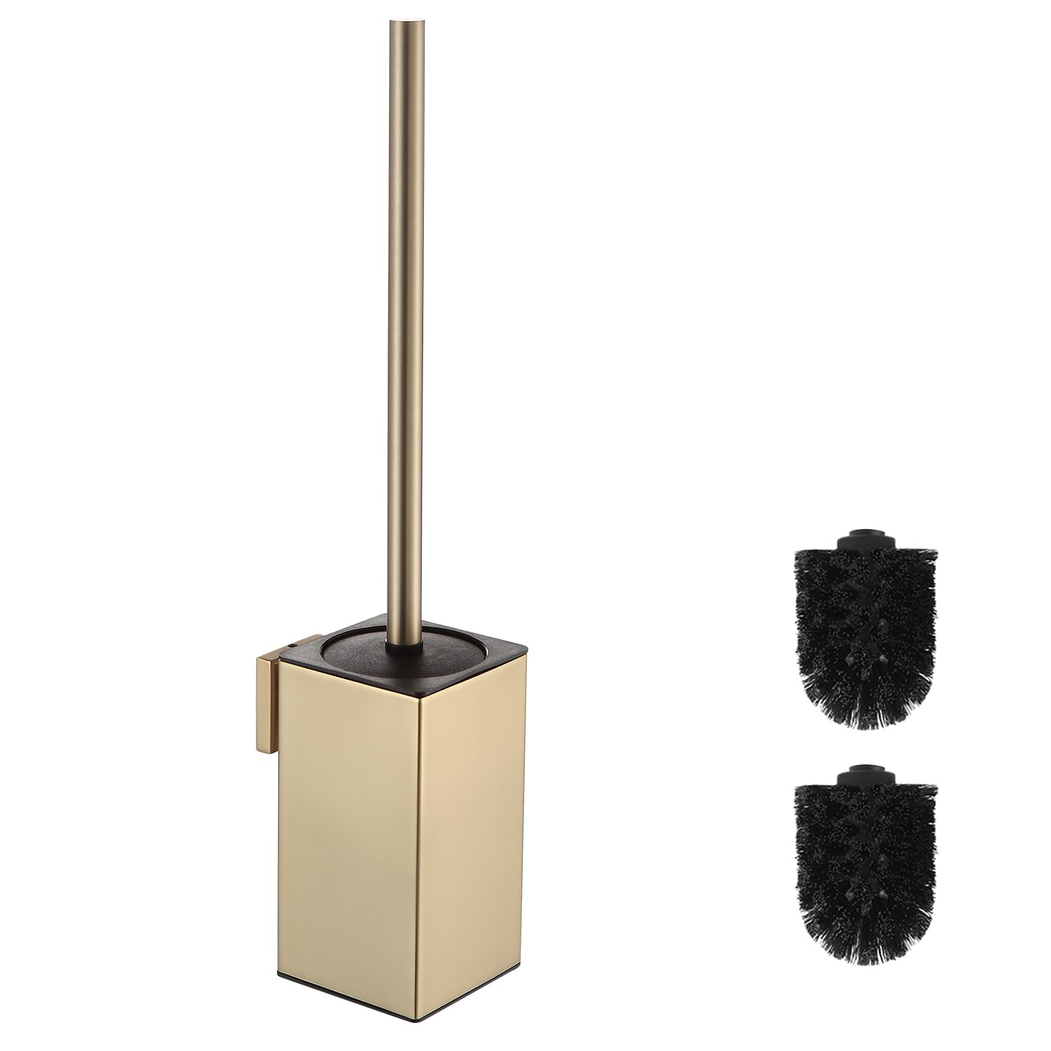 BGL Toilet Brush Holder Brushed Gold Wall-Mounted | Square 304 Stainless Steel with Hygiene Stand | Rust-Free & Elegant for Bathroom & Hotel