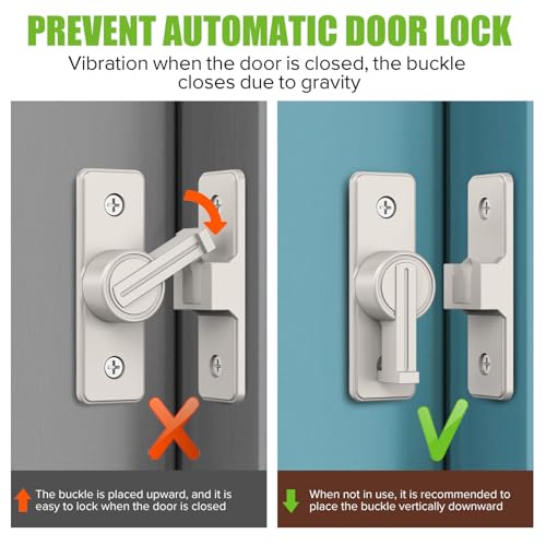 Image of Barn Door Lock Hardware, Heavy Duty 90 Degree Flip Latch Privacy Lock, Zinc Alloy Sliding Barn Door Latch for Bathroom, Bedroom, Closet, Garage, Shed and Gate (Nickel-2PCS)
