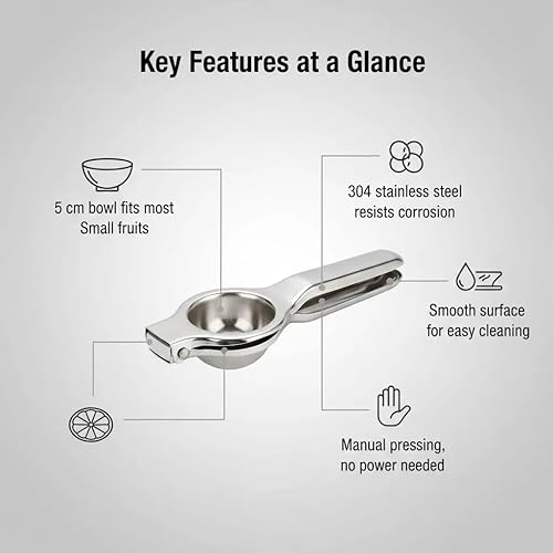 Miniatura 2 de 0019 XAUZIX Exprimidor manual de cítricos de acero inoxidable, exprimidor de limón de 2.0 in, portátil y fácil de limpiar