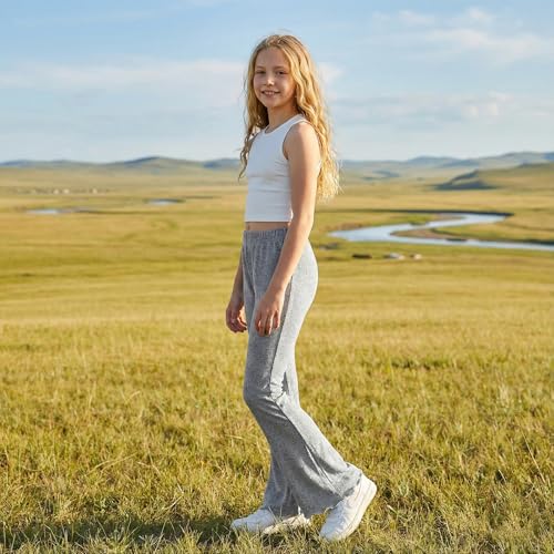 Image of ZukoCert Girls Flare Leggings, Mid Waist Bell Bottom Pants for Kids, Kids Flare Pants Size 4-13Y