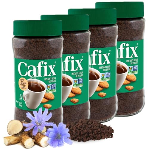 Image of Cafix All Natural Instant Chicory Coffee Alternative, Great-Tasting, Rich and Bold, Zero Caffeine - 7.05oz Jar (Pack of 4)