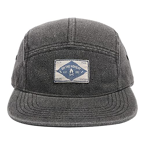 Clakllie Casquette pour homme,Casquette snapback,5 panneaux,Casquette plate,Casquette d'été,Bord plat,Casquette de baseball réglable,Pour l'extérieur,Pour le camping, H-5P02-Black, taille unique Cover