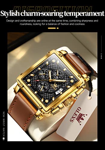 Image of OLEVS Square Watches for Men Chronograph Fashion Business Watch Luminous Waterproof Casual Wrist Watches