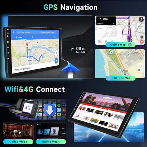 Image of 8 CORE 8G+128G Android Car Stereo for Honda Fit 2008-2013 with Wireless Carplay 10.1 inch Touchscreen Bluetooth 5.0 Car Radio with GPS Navigation, WiFi, Android Auto, DSP, AM /FM /RDS Radio, Backup Camera